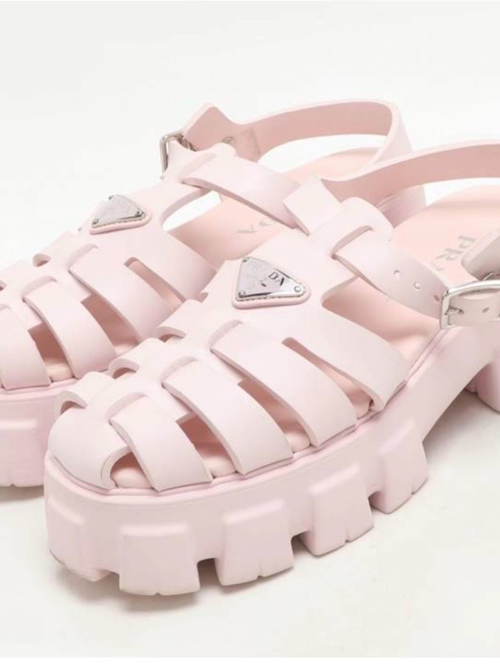 Prada Monolith Foam Rubber Cage Sandal Pink 11 Clean Girl Euro Summer Luxury